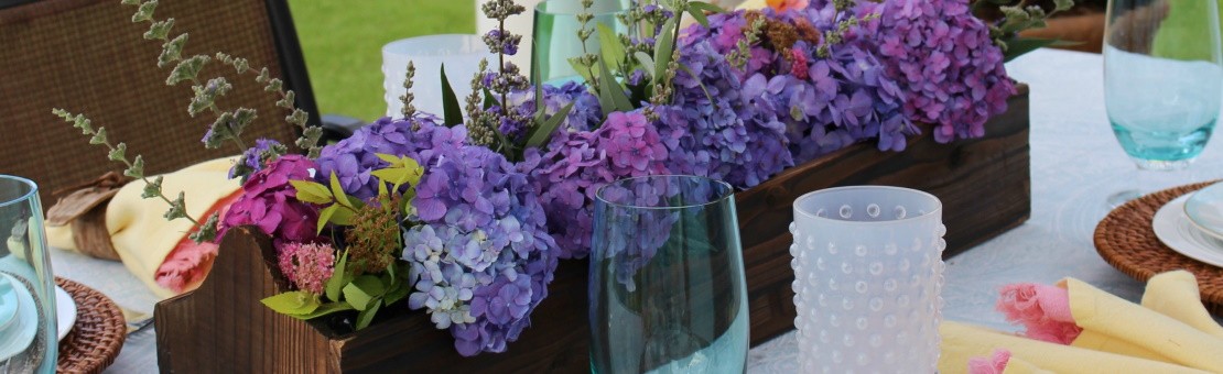 Purple Hydrangeas table decoration